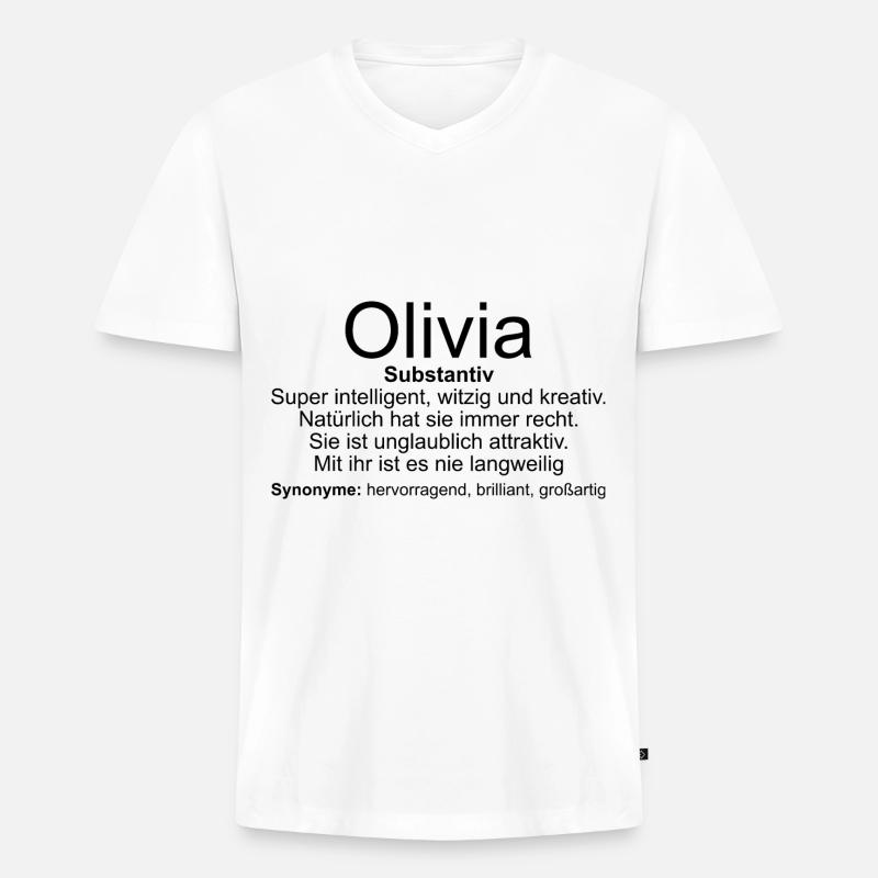 Name Definition Olivia - Männer Premium Bio T-Shirt mit V-Ausschnitt - Weiß