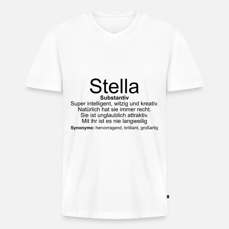 Name Definition Stella - Männer Premium Bio T-Shirt mit V-Ausschnitt - Weiß
