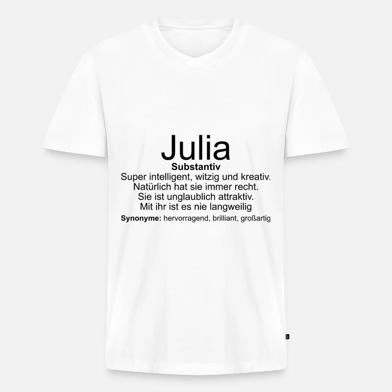 Name Definition Julia - Männer Premium Bio T-Shirt mit V-Ausschnitt - Weiß