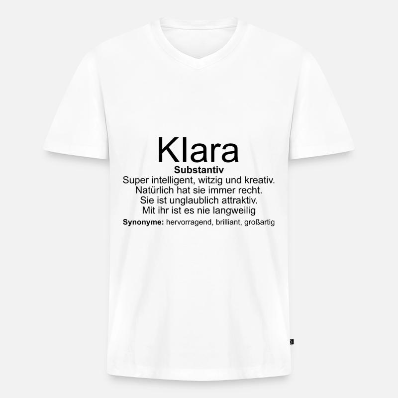 Name Definition Klara - Männer Premium Bio T-Shirt mit V-Ausschnitt - Weiß