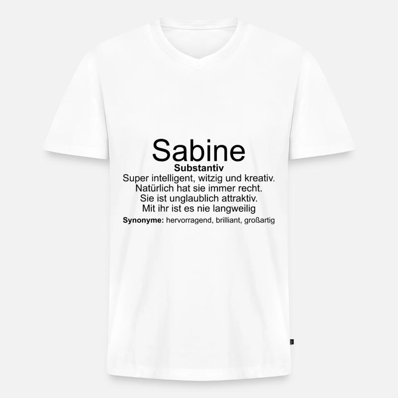 Name Definition Sabine - Männer Premium Bio T-Shirt mit V-Ausschnitt - Weiß