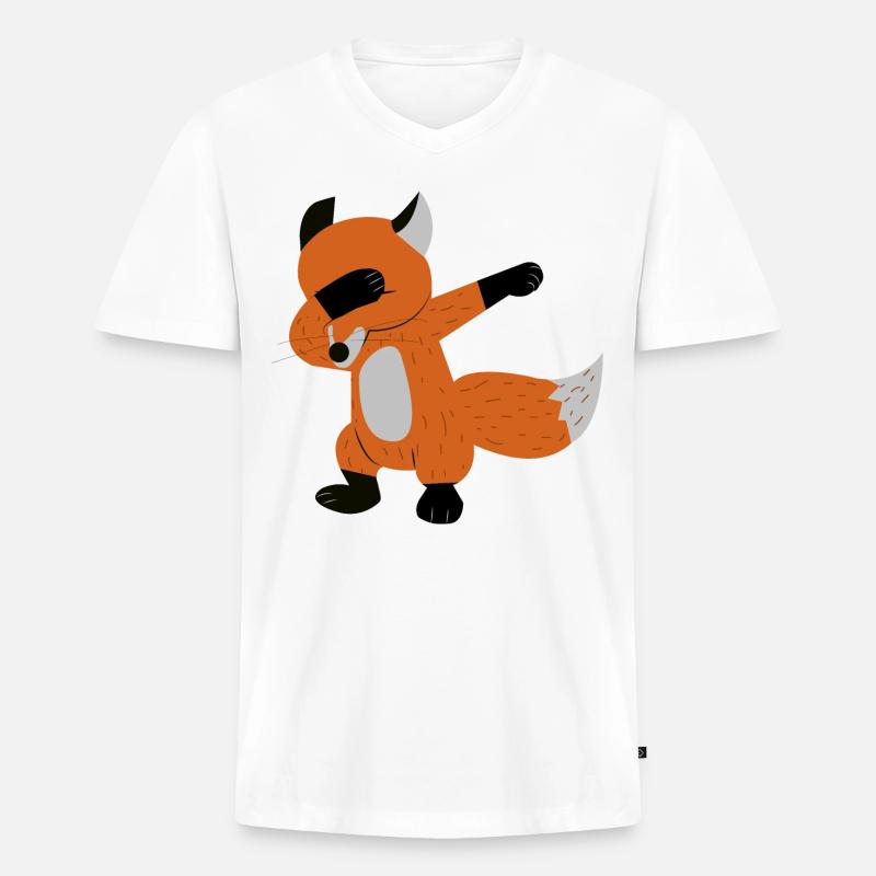 Dabbing Fox Fuchs Dab - Männer Premium Bio T-Shirt mit V-Ausschnitt - Weiß