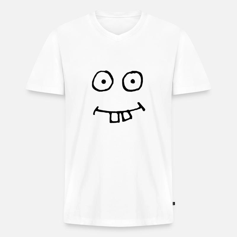 Lustiges Gesicht, Comic - Männer Premium Bio T-Shirt mit V-Ausschnitt - Weiß