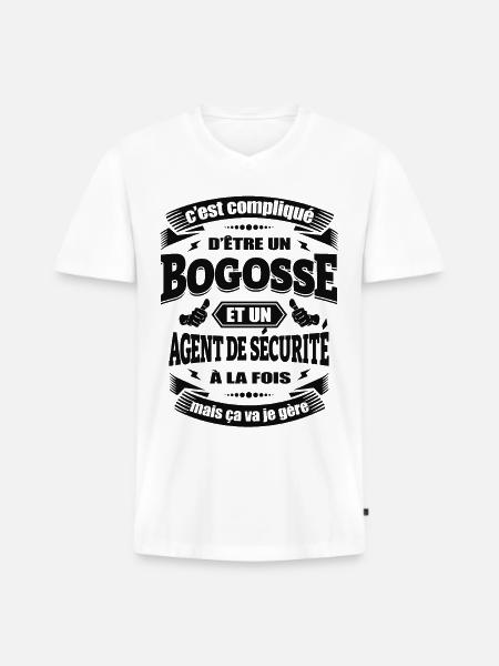BOGOSSE AGENT DE SÉCURITÉ - T-shirt encolure en V Premium bio Homme - blanc