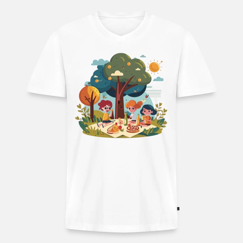 Die Picknick-Truppe - Männer Premium Bio T-Shirt mit V-Ausschnitt - Weiß