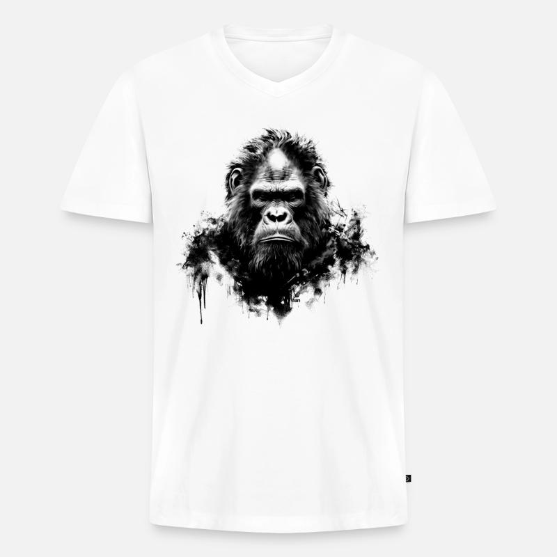 Silverback - Männer Premium Bio T-Shirt mit V-Ausschnitt - Weiß