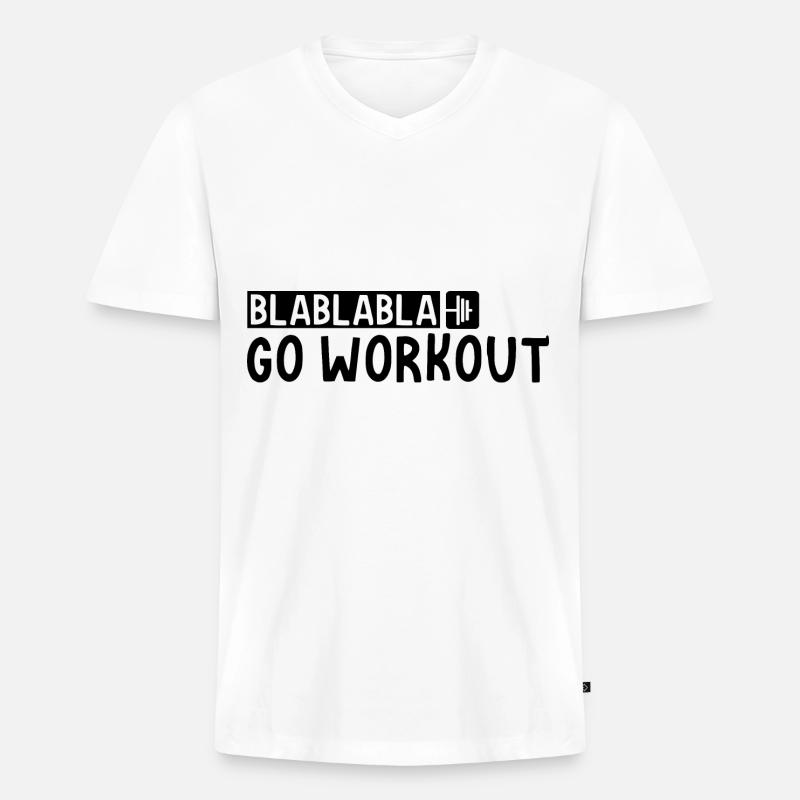 Blablabla Go Workout 3 - Männer Premium Bio T-Shirt mit V-Ausschnitt - Weiß