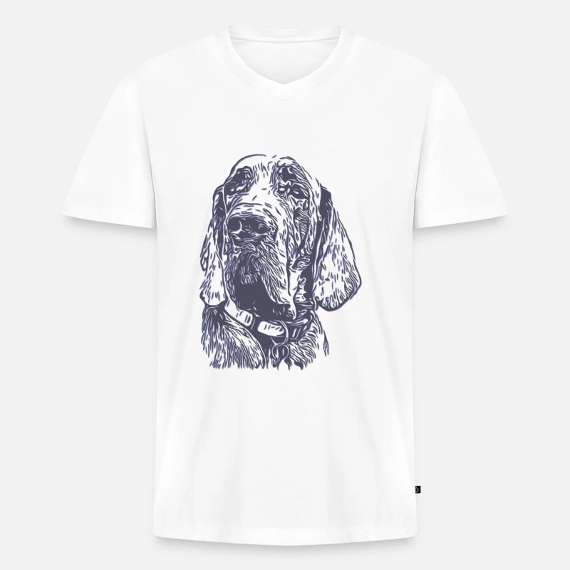 Hund Dogge Grau Silber Hellgrau - Männer Premium Bio T-Shirt mit V-Ausschnitt - Weiß
