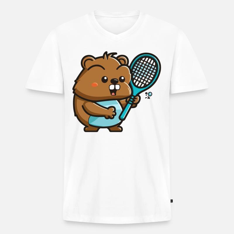 Biber-Server - Männer Premium Bio T-Shirt mit V-Ausschnitt - Weiß