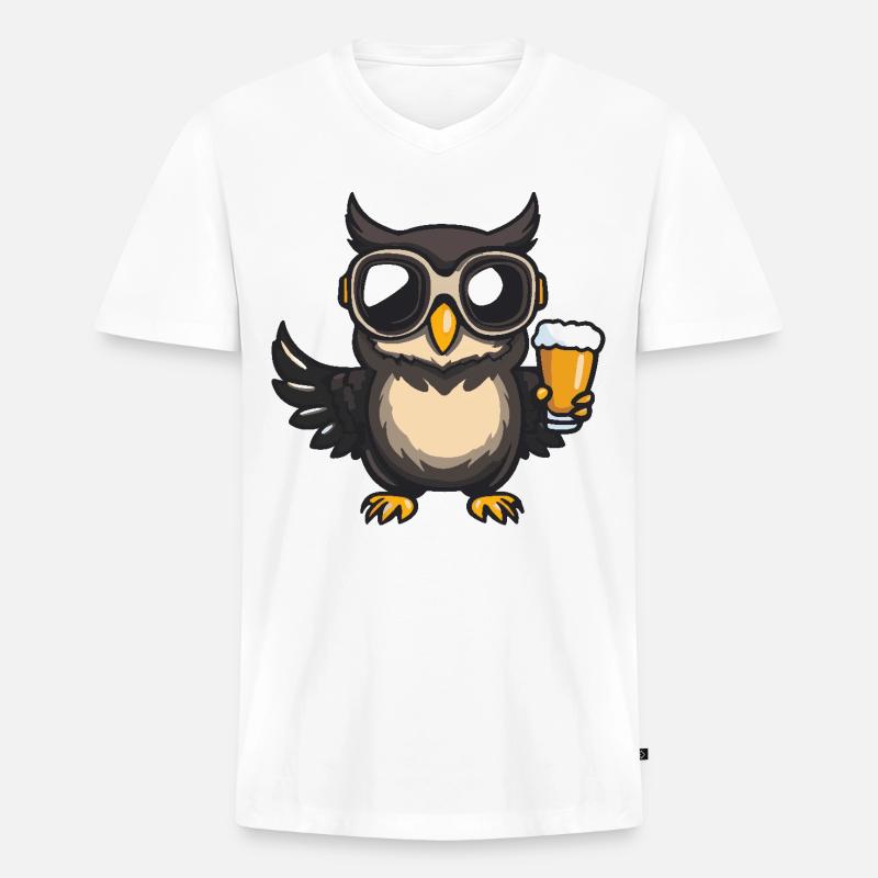 Eule Apres Ski Bier - Männer Premium Bio T-Shirt mit V-Ausschnitt - Weiß