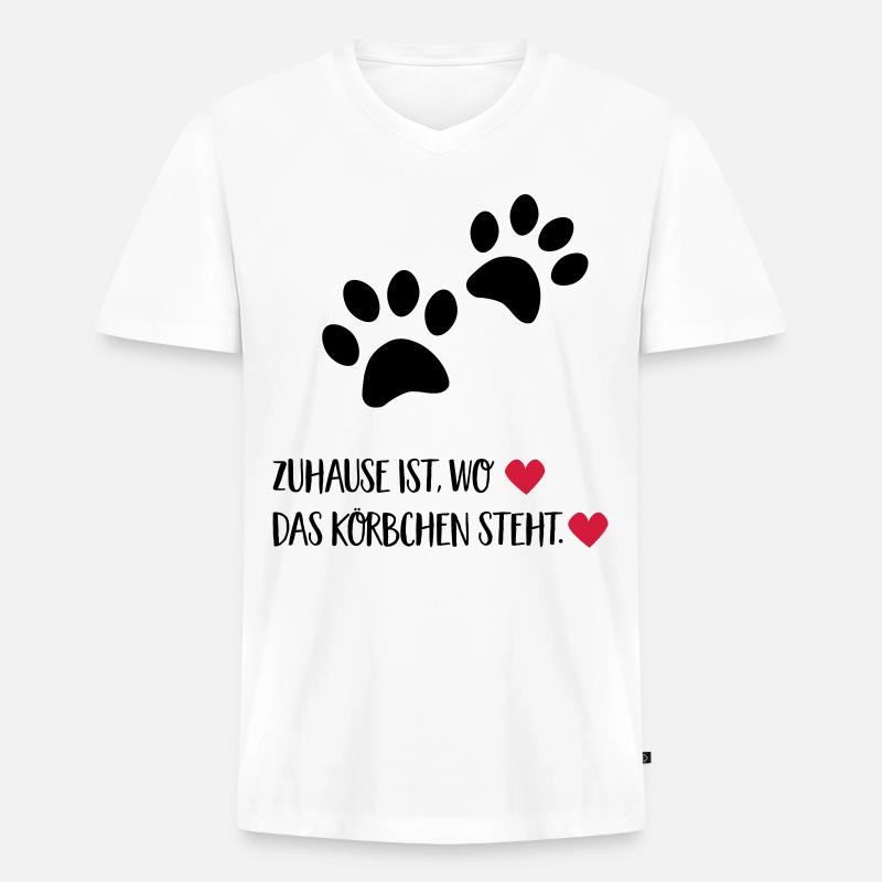 zuhauseistwokorbist - Männer Premium Bio T-Shirt mit V-Ausschnitt - Weiß