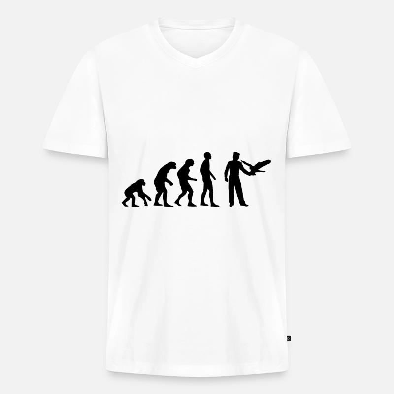 Falknerei Evolution Falkner Tierpfleger Beizvogel - Männer Premium Bio T-Shirt mit V-Ausschnitt - Weiß