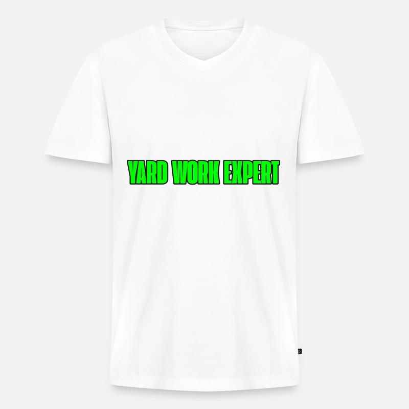 Yard Work Expert 3 - Männer Premium Bio T-Shirt mit V-Ausschnitt - Weiß