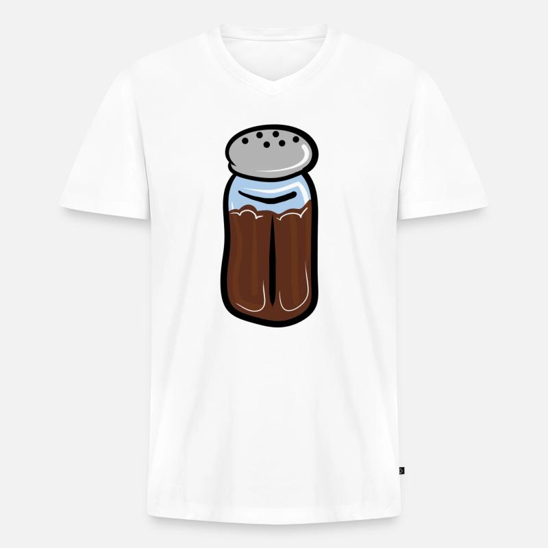 Pfefferstreuer / Pfeffer Geschenkidee für Köche - Männer Premium Bio T-Shirt mit V-Ausschnitt - Weiß