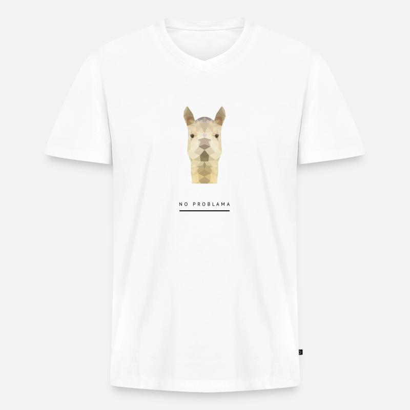 No Problama - Männer Premium Bio T-Shirt mit V-Ausschnitt - Weiß
