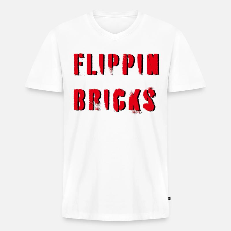 flippin bricks Hip Hop/ Rap - Männer Premium Bio T-Shirt mit V-Ausschnitt - Weiß