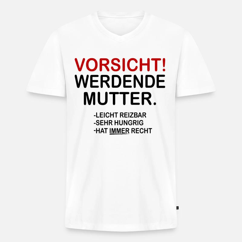 Vorsicht! Werdende Mutter. - Männer Premium Bio T-Shirt mit V-Ausschnitt - Weiß