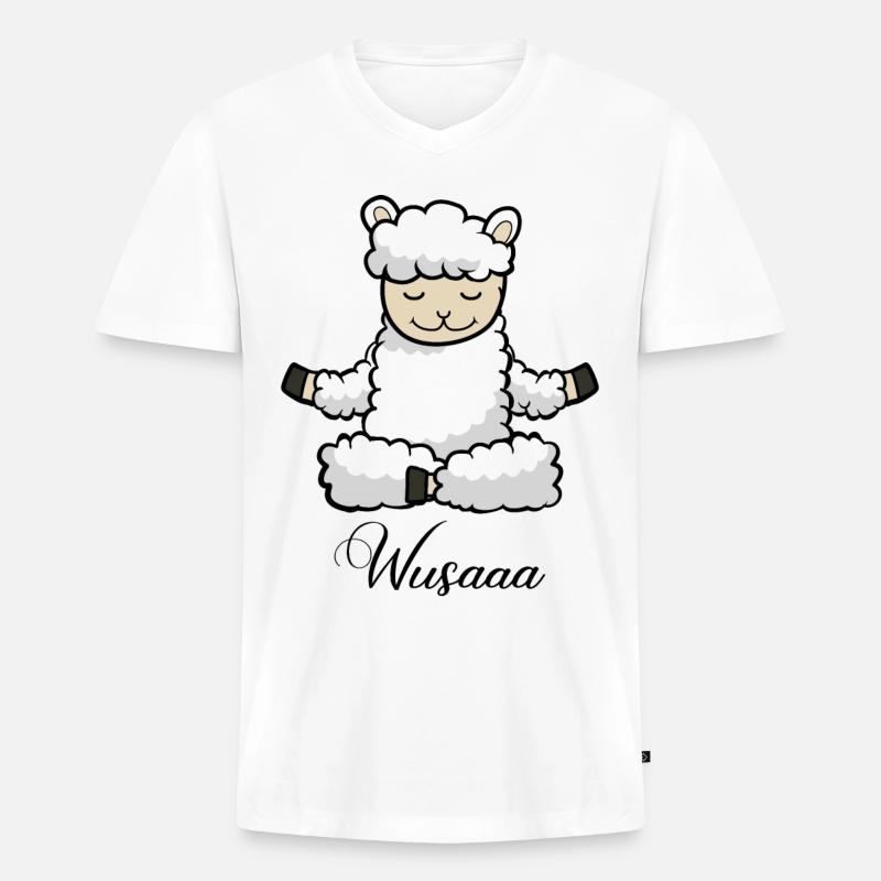 Auszeit Durchatmen Wusaaa schaaf - Männer Premium Bio T-Shirt mit V-Ausschnitt - Weiß