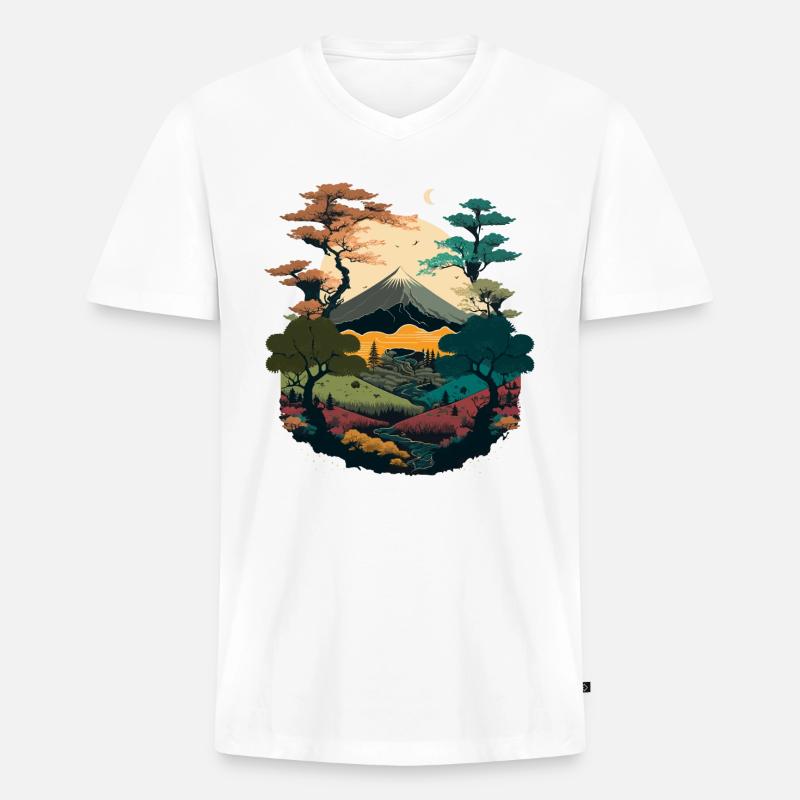 Illustration im Querformat - Männer Premium Bio T-Shirt mit V-Ausschnitt - Weiß