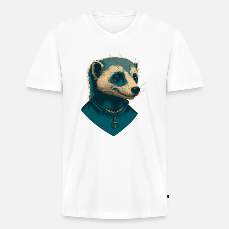 Frettchen-Liebe - Männer Premium Bio T-Shirt mit V-Ausschnitt - Weiß