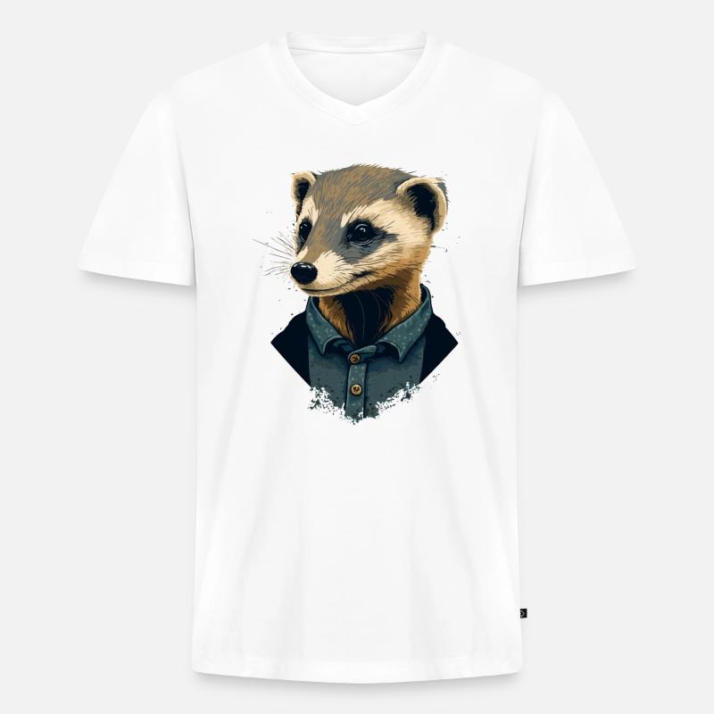 Frettchen-Stil - Männer Premium Bio T-Shirt mit V-Ausschnitt - Weiß