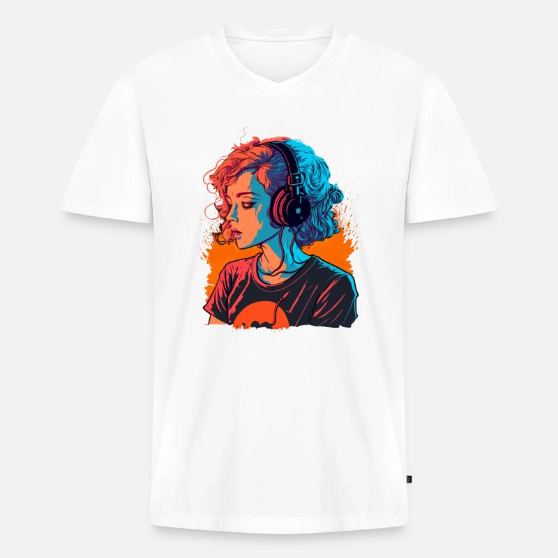 Süßes Mädchen - Männer Premium Bio T-Shirt mit V-Ausschnitt - Weiß