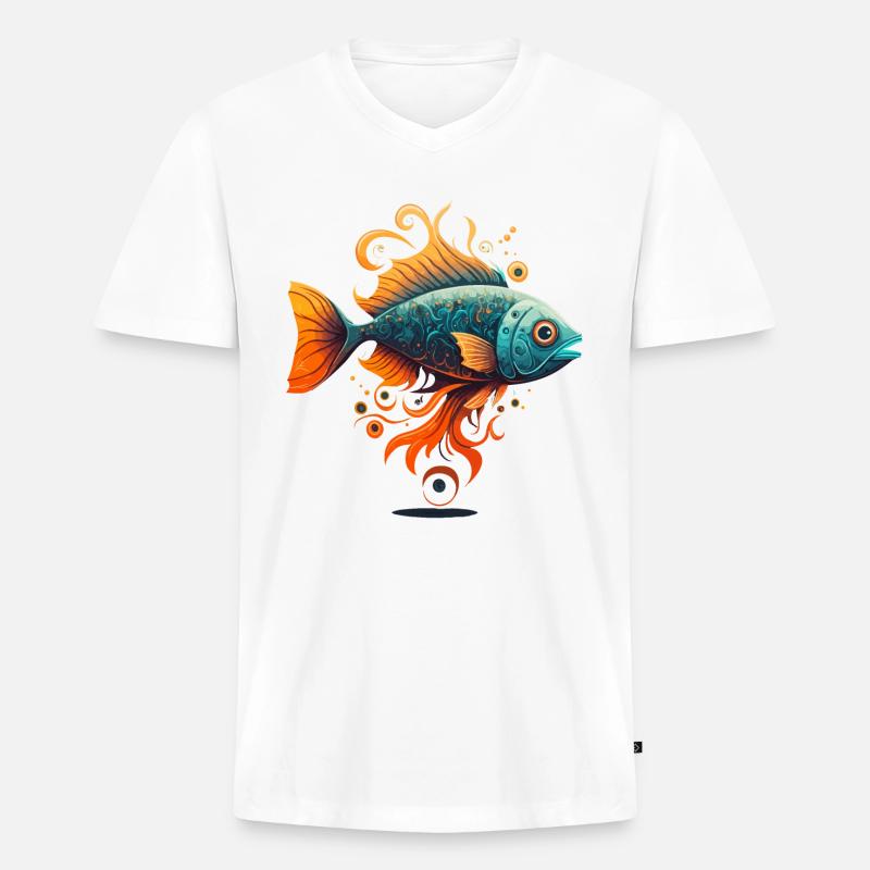 Drachenfisch - Männer Premium Bio T-Shirt mit V-Ausschnitt - Weiß