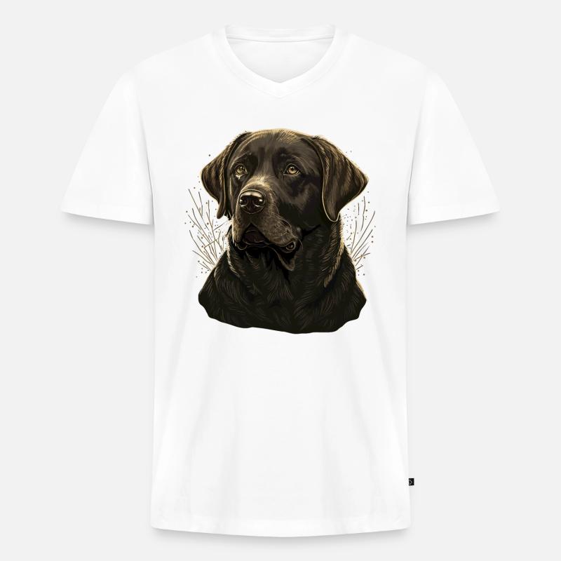 Verhalten Labrador Retriever - Männer Premium Bio T-Shirt mit V-Ausschnitt - Weiß