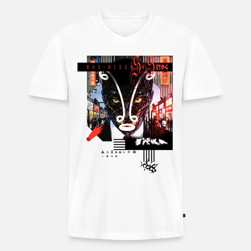 Monster #117 Geschäftsmann - Männer Premium Bio T-Shirt mit V-Ausschnitt - Weiß