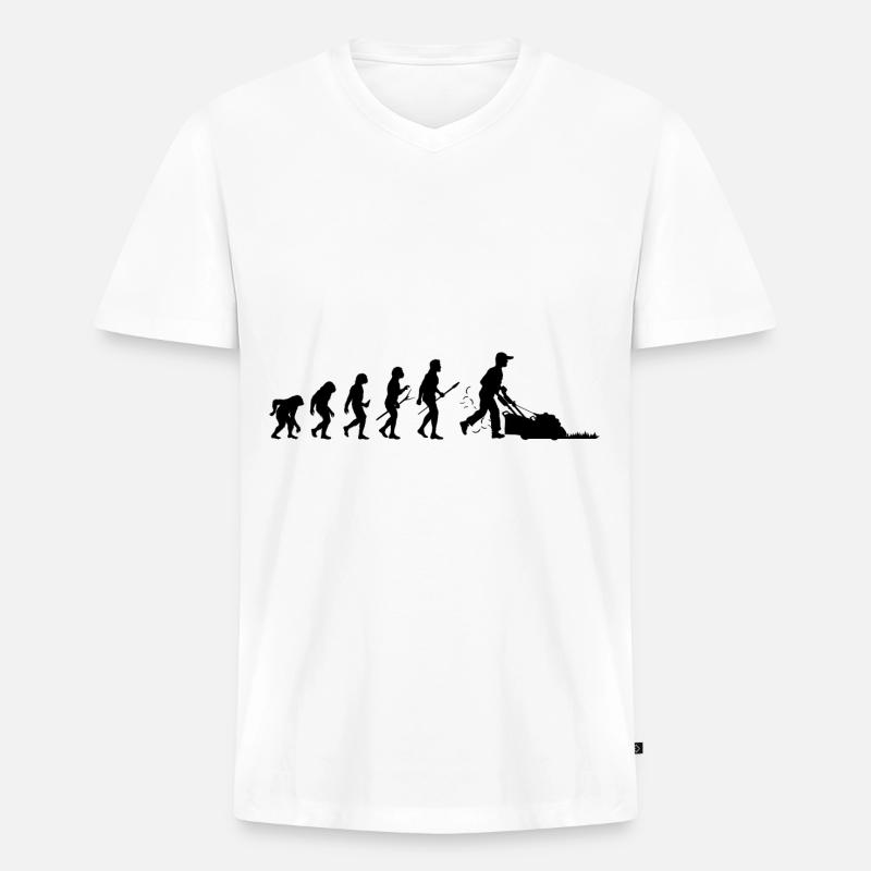 Gärtner Evolution Rasenmäher Aufsitzmäher Gartenar - Männer Premium Bio T-Shirt mit V-Ausschnitt - Weiß