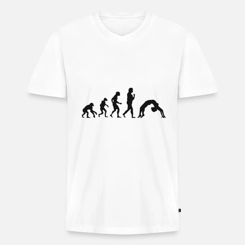 Turnen Entwicklung Tanzen Evolution - Männer Premium Bio T-Shirt mit V-Ausschnitt - Weiß