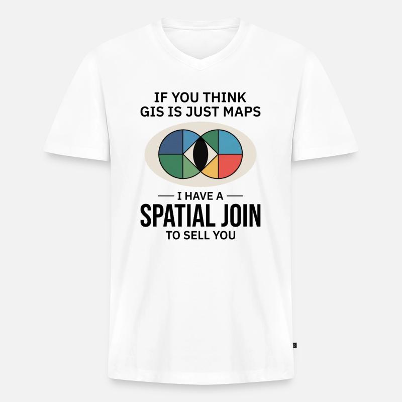 GIS Spatial Join Map Datenanalyse - Männer Premium Bio T-Shirt mit V-Ausschnitt - Weiß
