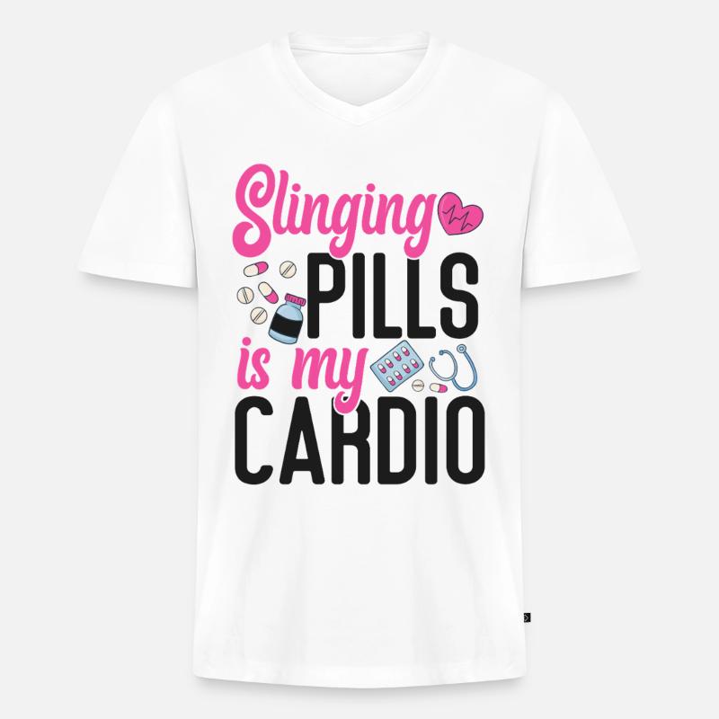 Pharmacy Tech Technician - Männer Premium Bio T-Shirt mit V-Ausschnitt - Weiß