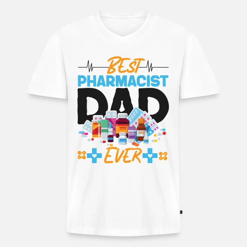 Pharmacy Tech Technician - Männer Premium Bio T-Shirt mit V-Ausschnitt - Weiß