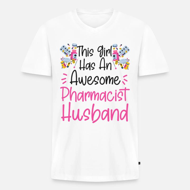 Pharmacy Tech Technician - Männer Premium Bio T-Shirt mit V-Ausschnitt - Weiß