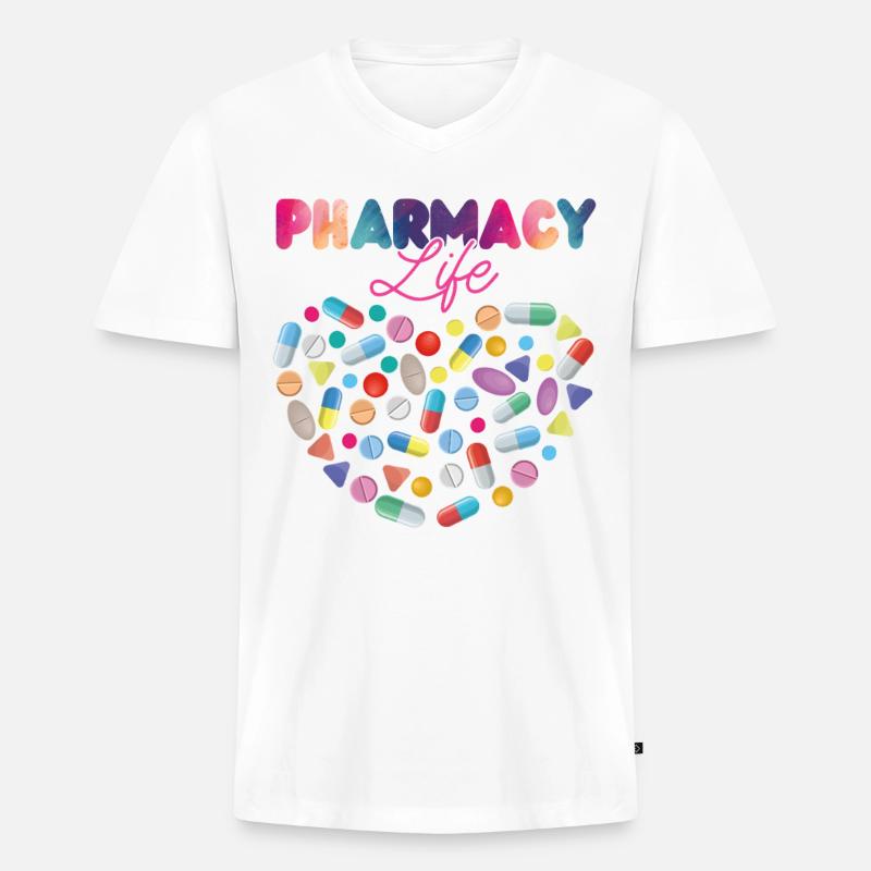 Pharmacy Tech Technician - Männer Premium Bio T-Shirt mit V-Ausschnitt - Weiß