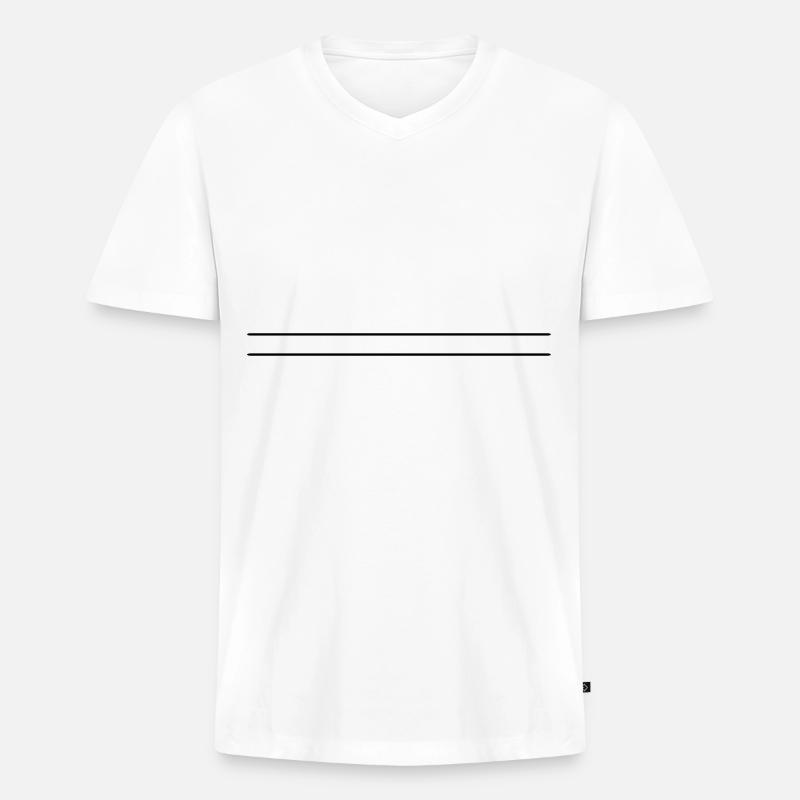 Zwei Striche - Männer Premium Bio T-Shirt mit V-Ausschnitt - Weiß
