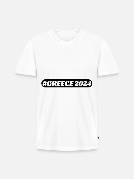 Greece 2024 - Men's Premium Organic T-shirt with V-neck - white