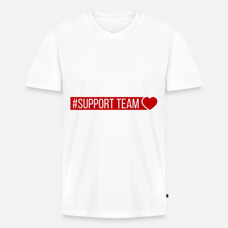 Support Team Herz - Männer Premium Bio T-Shirt mit V-Ausschnitt - Weiß