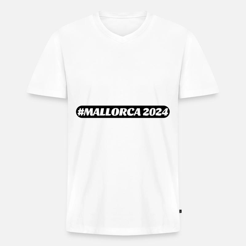 Mallorca 2024 - Männer Premium Bio T-Shirt mit V-Ausschnitt - Weiß