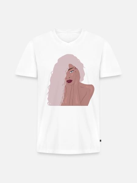 Sexy girl - Men's Premium Organic T-shirt with V-neck - white