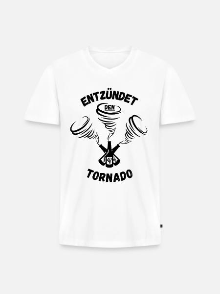 ENTZÜNDET DEN TORNADO - Männer Premium Bio T-Shirt mit V-Ausschnitt - Weiß