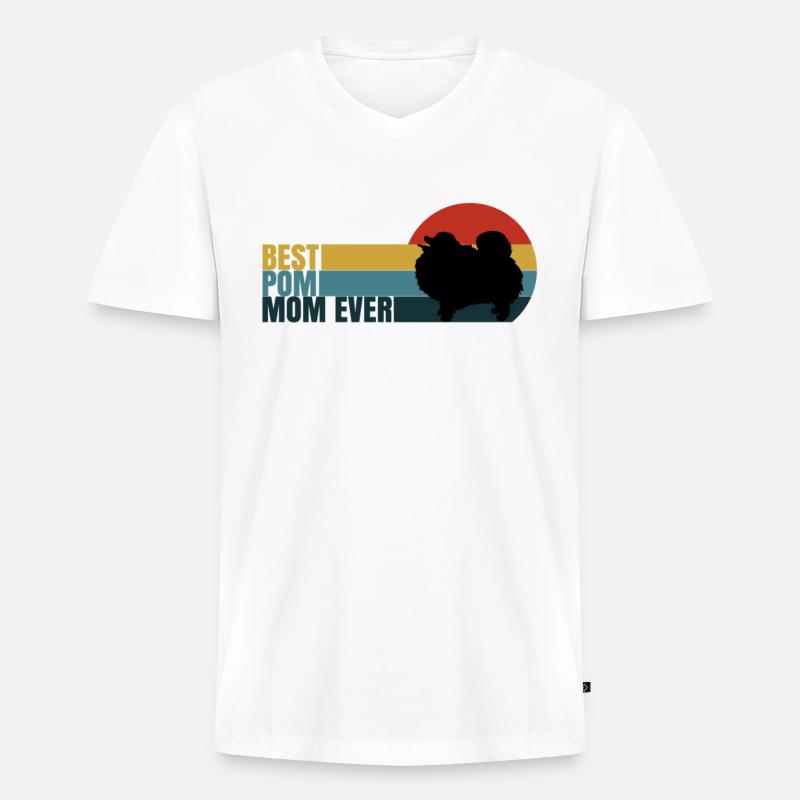 Spitz Pomeranian Zwergspitz Hund - Männer Premium Bio T-Shirt mit V-Ausschnitt - Weiß