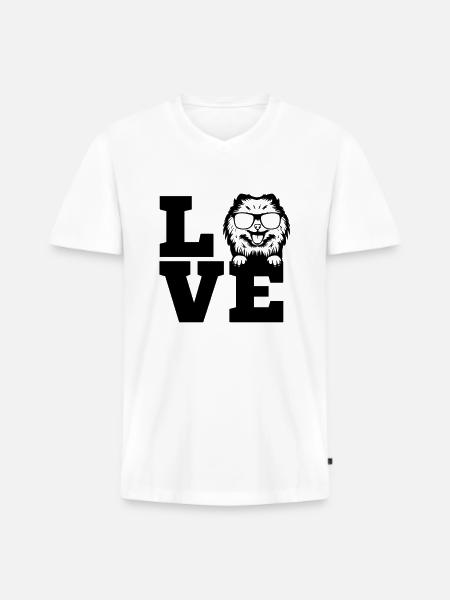 Spitz Pomeranian Zwergspitz Dog - Men's Premium Organic T-shirt with V-neck - white