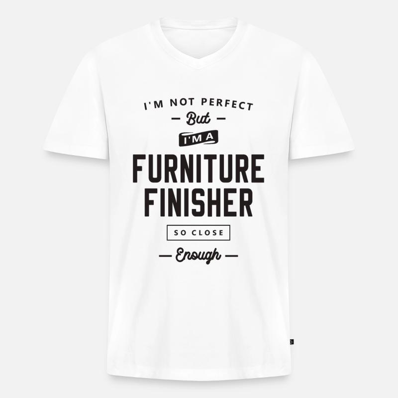 Möbelveredler Lustige Berufsbezeichnung - Männer Premium Bio T-Shirt mit V-Ausschnitt - Weiß
