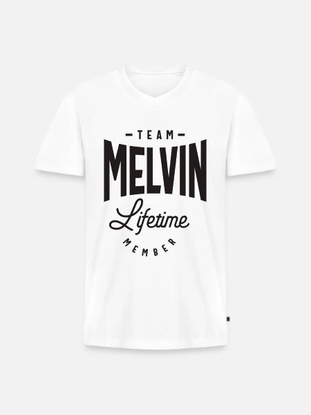 Melvin Custom Name - Men's Premium Organic T-shirt with V-neck - white
