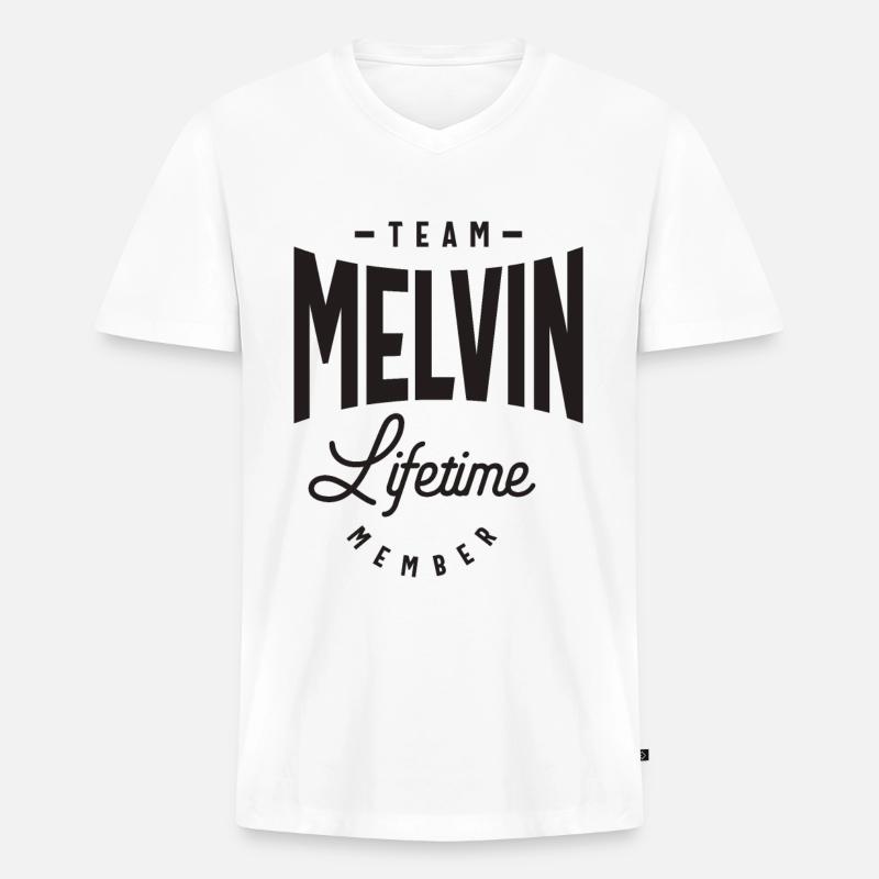 Melvin Benutzerdefinierter Name - Männer Premium Bio T-Shirt mit V-Ausschnitt - Weiß