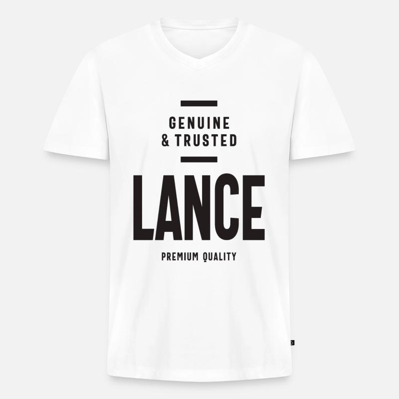 Benutzerdefinierter Name der Lanze - Männer Premium Bio T-Shirt mit V-Ausschnitt - Weiß