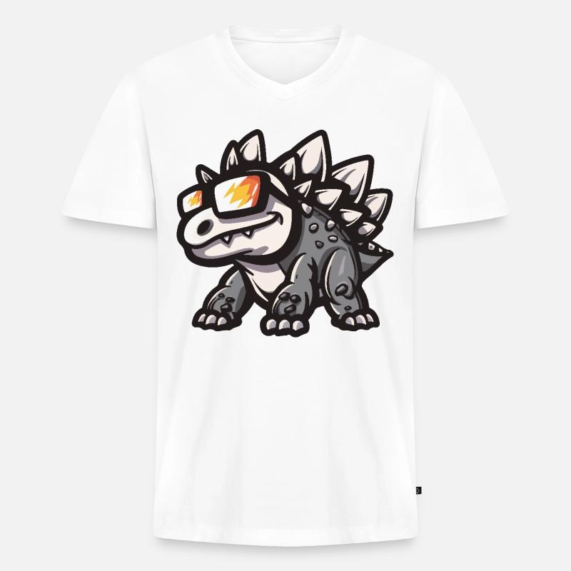 Dinosaurier stegosaurus Cool Comic - Männer Premium Bio T-Shirt mit V-Ausschnitt - Weiß