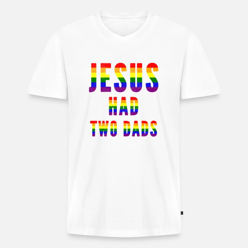 Jesus hatte zwei Väter - Männer Premium Bio T-Shirt mit V-Ausschnitt - Weiß